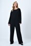 Black Crew Neck Zippered Back Relaxed Fit Jumpsuit Alc-X14554 - 2
