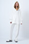 White Hooded Oversize Sweatshirt and Pants Set Alc-X12476