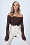 Brown Madonna Collar Wrinkled Long Sleeve Blouse Alc-X14579 - 5