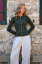 Olive Green Crew Neck Ruffle Detailed Buttoned Front Knitted Blouse Alc-X14533 - 4
