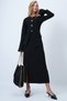 Black Crew Neck Button Detailed Knitted Blouse with Pockets and Slit Mid-Length Skirt Set Alc-X14538 - 3