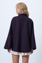 Purple Hidden Placket Cape Cashmere Jacket Alc-X14590 - 5