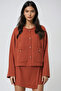 Women's Tile Pattern Double Pocket Textured Jacket and Wrap Cut Shorts Skirt Set Alc-X14548 - 2