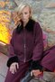 Women's Burgundy Collar and Sleeve Plush Detailed Front Zippered Knitwear Jacket Alc-X14544 - 2