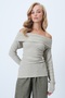 Stone Madonna Collar Wrinkled Long Sleeve Blouse Alc-X14579 - 5