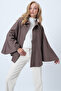 Mink Hidden Placket Cape Cashmere Jacket Alc-X14590 - 3