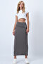 Gray Belt Detailed Midi Length Sandy Skirt Alc-X14550