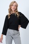 Women's Black Crew Neck Waist Corset Form Knitted Blouse Alc-X14598 - 5