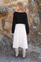 Women's Ecru Leather Belt Accessory Wrap Cut Midi Length Velvet Skirt Alc-X14570 - 6