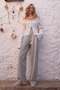 Beige Pleated Detailed Knitted Palazzo Trousers Alc-X14535 - 2