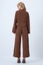 Women's Tan Double Breasted V-Neck Wide Cut Tarasim Suede Blouse and Pants Set Alc-X14584 - 7