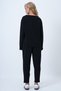 Black Crew Neck Wide Cut Blouse and Pleated Front Double Pocket Trousers Set Alc-X14553 - 7