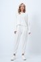 Ecru Crew Neck Wide Cut Blouse and Pleated Front Double Pocket Trousers Set Alc-X14553 - 6