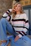 Mix Boat Neck Striped Color Block Knitwear Sweater Alc-X14509