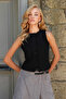 Black Crew Neck Buttoned Vest Alc-X14474 - 5