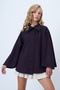 Purple Hidden Placket Cape Cashmere Jacket Alc-X14590 - 2