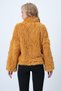 Women's Mustard Yellow Stand Collar Furry Plush Blouse Alc-X14591 - 6