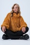 Women's Mustard Yellow Stand Collar Furry Plush Blouse Alc-X14591 - 5