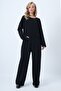 Black Crew Neck Zippered Back Relaxed Fit Jumpsuit Alc-X14554 - 5