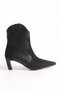 Black Suede Leather Detailed Women's 7 cm Heeled Ankle Boots Takaw26Bo00048 - 5