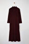 Bordo Drape Detaylı Dokuma Abiye TCTAW26DB00000 - 5