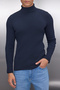 Lacivert Slim Fit Pamuklu Balıkçı Yaka Fitilli Örgü Kazak TMNAW20MG0031 - 3