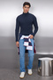 Lacivert Slim Fit Pamuklu Balıkçı Yaka Fitilli Örgü Kazak TMNAW20MG0031