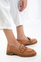 Tan Suede Women's Loafer Shoes 21055 - 4