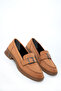 Tan Suede Women's Loafer Shoes 21055