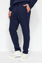 Navy Blue Regular/Normal Cut Letter Embroidered Jogger Sweatpants Tmnaw24Ea00014