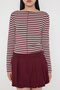Teen Fitted/Vücuda Oturan Çizgili Bordo Örme Bluz TWOAW26BZ00256 - 3