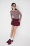 Teen Fitted/Vücuda Oturan Çizgili Bordo Örme Bluz TWOAW26BZ00256 - 2