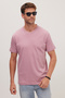 Unisex Relax Fit Comfortable Cut 100% Cotton Soft Textured Lightweight Thick Lilac Crew Neck T-Shirt