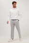 Men's Slim Fit Slim Fit Elastic Waist Trousers with Lace-Up Detail in Pleated Gray - 2