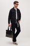 Men's Relax Fit Relax Fit Lumberjack Lapel Double Pocket Clamshell Solid Black Winter Shirt - 5