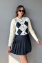 Gri Piliseli Mini Dokuma Casual/Günlük Etek TWOAW26ET00147 - 9