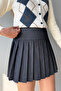 Gri Piliseli Mini Dokuma Casual/Günlük Etek TWOAW26ET00147 - 8