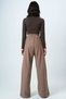Milky Brown High Waist Tie-Detail Thick Trousers Alc-X14549 - 5