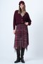 Women's Burgundy V-Neck Double Pocket Knitwear Cardigan Alc-X14636 - 2