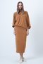 Women's Mustard Collar Design Batwing Sleeve Knitwear Blouse and Pencil Skirt Set Alc-X14625 - 2