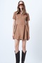 Milky Brown Pleated Detailed Suede Mini Dress Alc-X14630 - 5