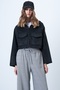 Women's Black Double Pocket Raglan Sleeve Velvet Jacket Alc-X14604 - 2