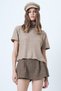 Women's Cinnamon Brown Half Turtleneck Short Sleeve Knitwear Blouse Alc-X14626 - 2