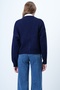 Women's Navy Blue V-Neck Double Pocket Knit Cardigan Alc-X14636 - 6