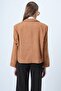 Women's Tan Single Button Lined Velvet Jacket Alc-X14620 - 7
