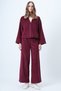 Burgundy Hakim Collar Gold Button Detailed Velvet Jacket and Palazzo Trousers Two-Piece Set Alc-X14633 - 6