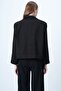 Women's Black Single Button Lined Velvet Jacket Alc-X14620 - 8