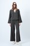 Haki Hakim Lapel Collar Gold Button Detailed Velvet Jacket and Palazzo Trousers Two-Piece Set Alc-X14633