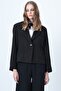 Women's Black Single Button Lined Velvet Jacket Alc-X14620 - 6
