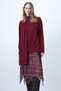 Women's Burgundy Crew Neck Shawl Detailed Knitwear Blouse Alc-X14613 - 4
